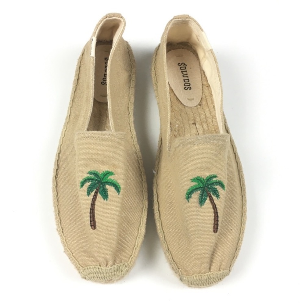 Soludos Palm Tree Espadrilles Smoking Slipper Canvas Shoes Women’s Sz 10 NEW